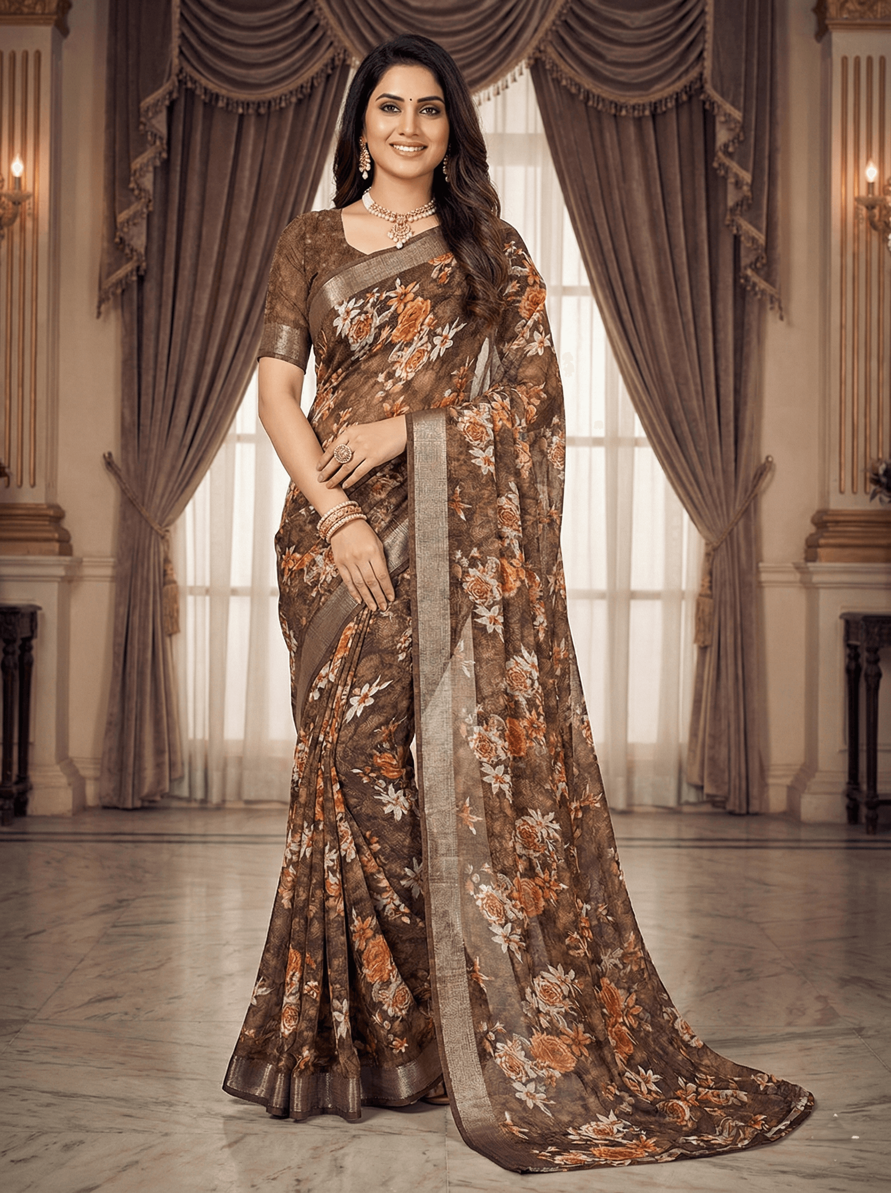 Festive Lenin Fancy Saree